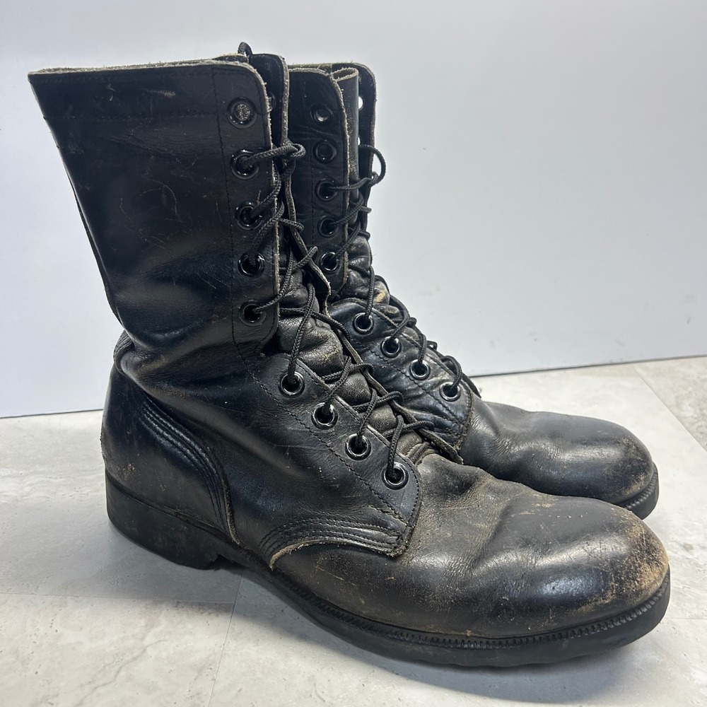 Ro-Search Combat Boots Black Leather Mens Size 10R Military Tactical Vintage